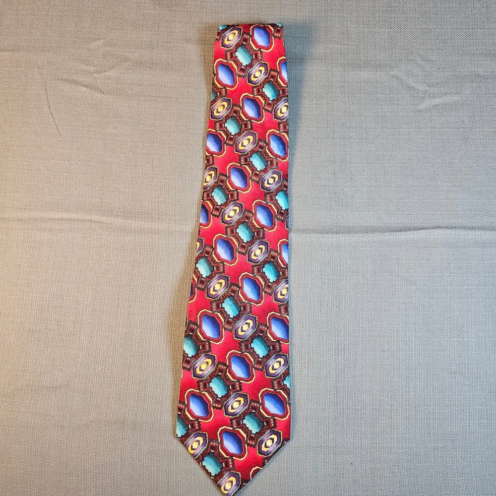 J. Garcia Collector's Edition Red Cosmic Cog Silk Necktie by Stonehenge